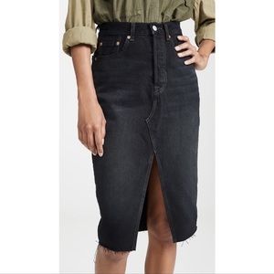 Levi's Black Deconstructed Denim Pencil Skirt